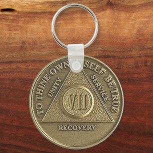 Porte-clés Médaille de Sobriété 7 Ans NOM PERSONNALISÉ