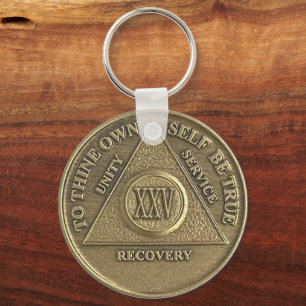 Porte-clés Médaille de Sobriété sur mesure de 25 ans NOM PERS
