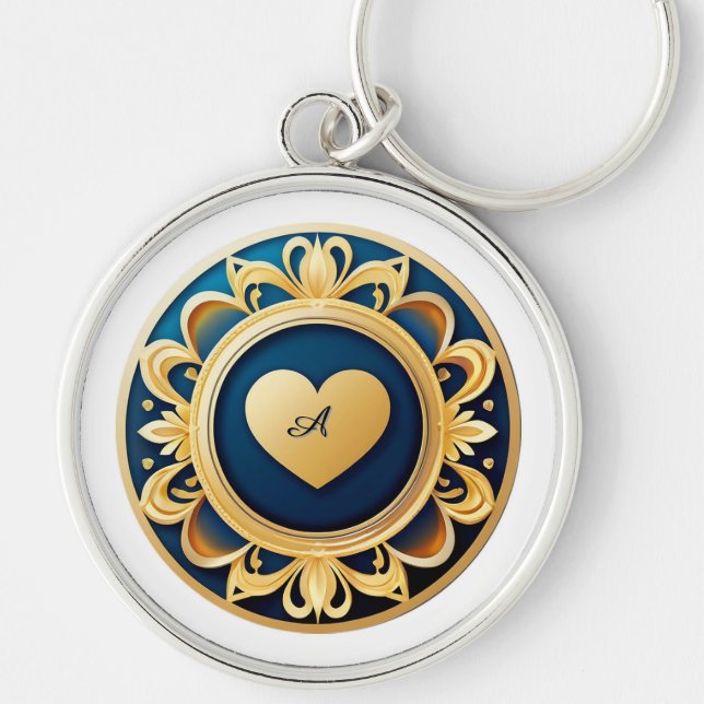Porte-clés Médaillon à coeur en or (Devant)