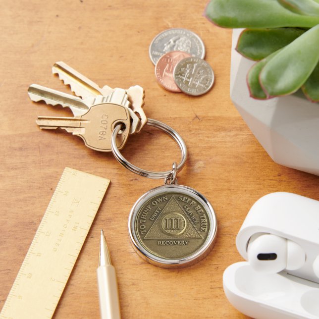 Porte-clés Médaillon de 3 ans de sobriété Cadeau Pendentif (Bureau)