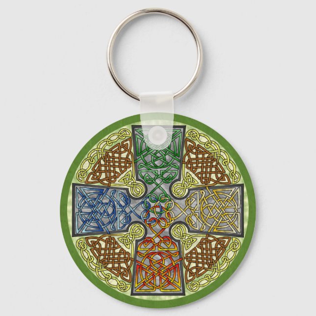 Porte-clés Médaillon de croix celtique à texture élémentaire (Recto)