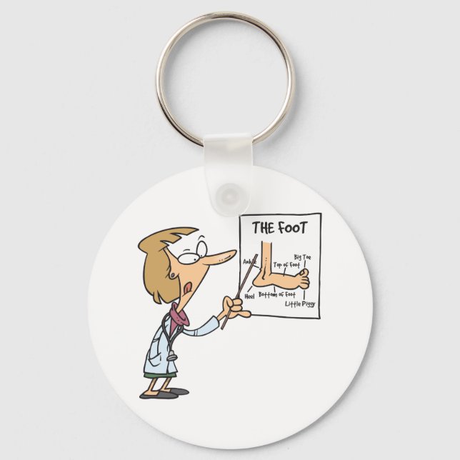 Porte-clés Médecin drôle enseignant l'anatomie du pied (Recto)