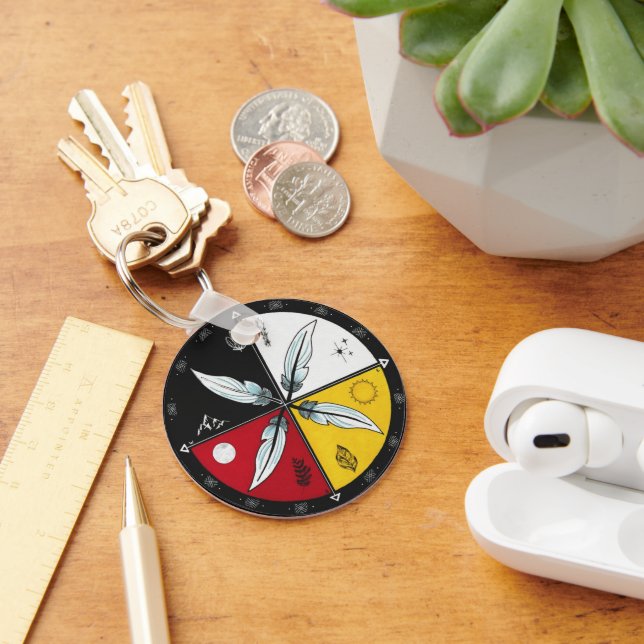 Porte-clés Médecine Roue Mandala ronde autochtone (Bureau)