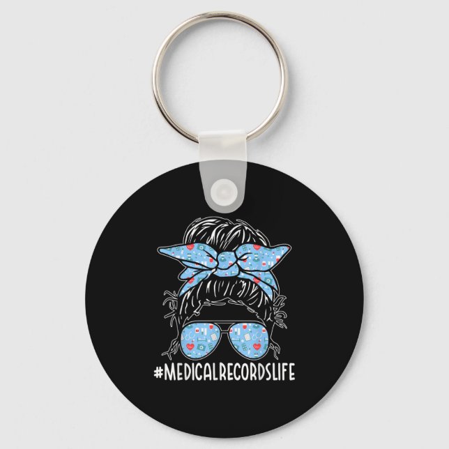 Porte-clés Medical Records Week Appreciation Women Messy Bun  (Recto)