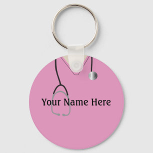 Porte-clés Médicale Scrubs Infirmière Docteur Pink Button Por