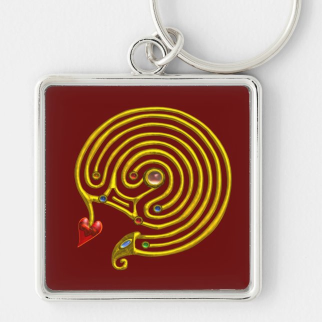 Porte-clés MEDIEVAL GOLD HYPER LABYRINTH WITH GEMSTONES Red (Devant)