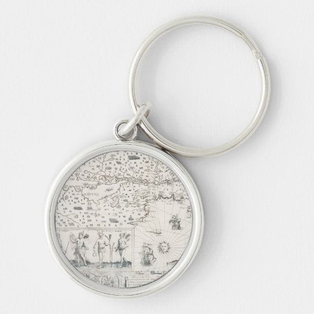 Porte-clés Medieval World map Quebec Nouvelle-France America (Devant)