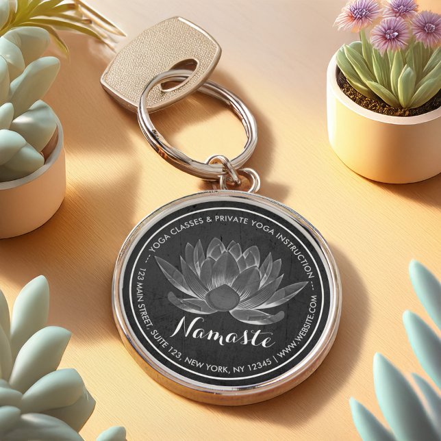 Porte-clés Méditation YOGA instructeur Reiki noir blanc Lotus (Créateur téléchargé)