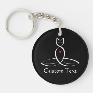 Porte-clés Meditator stylisé de chat avec le texte