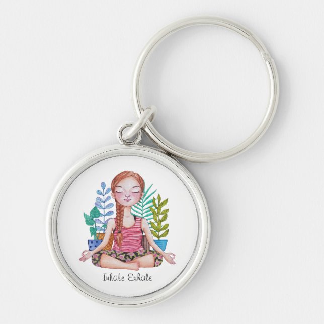 Porte-clés Méditer la fille avec les Plantes (Devant)