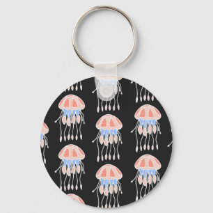 Porte-clés Méduse peinte à la main, motif vintage vibrant.