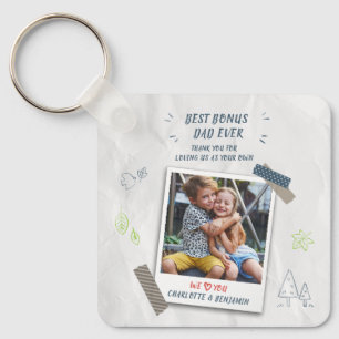 Porte-clés Meilleur Bonus Papa Jamais Étape Papa Photo Keepsa