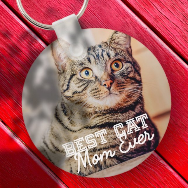 Porte-clés Meilleur Chat Maman Ever Moderne Personnalisé Phot (Créateur téléchargé)