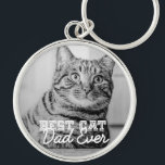 Porte-clés Meilleur Chat Papa Jamais Moderne Personnalisé Pho<br><div class="desc">Ce design simple et classique est composé de typographie serif et d'ajouter une photo personnalisée</div>