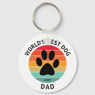 Porte-clés Meilleur Chien Papa Pawprint Retro Sunset Custom