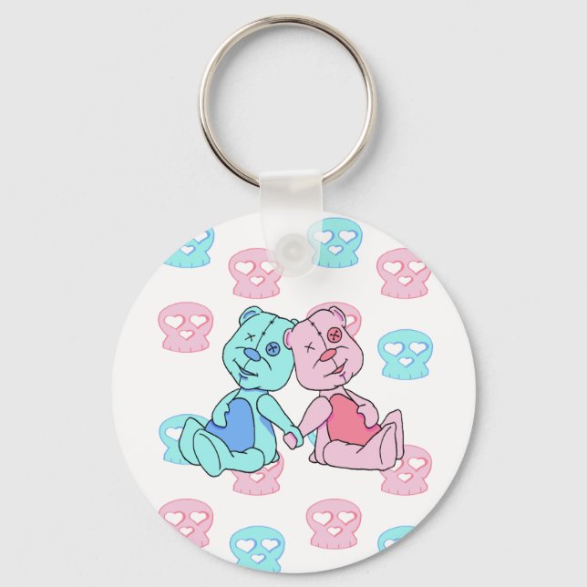 Porte-clés Meilleur crâne bleu rose (Recto)