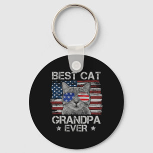 Porte-clés Meilleur Grand-Père Chat Drapeau Américain Patriot