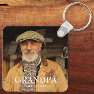 Porte-clés Meilleur Grand-Père Depuis 20XX Simple Photo Éléga