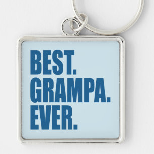 Porte-clés Meilleur. Grand-père. Jamais. (bleu)