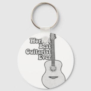 Porte-clés Meilleur guitariste du monde. noir et blanc