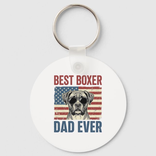 Porte-clés Meilleur Papa Boxer Vintage Chien (Recto)