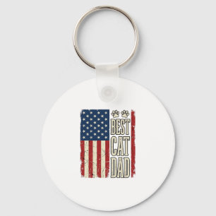 Porte-clés Meilleur Papa Chat Design de Chemise Vintage Flag_