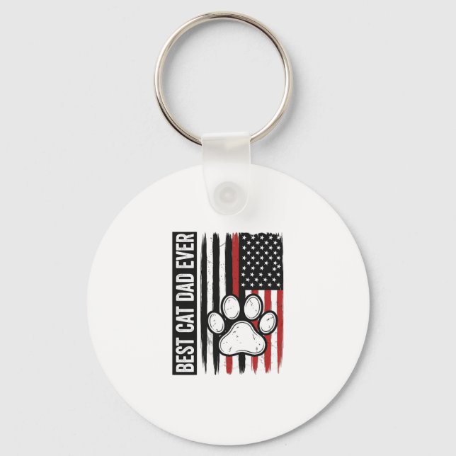 Porte-clés Meilleur papa chat patriote Design de drapeau de p (Recto)