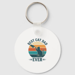 Porte-clés Meilleur Papa de Chat Vintage Conception de T-Shir
