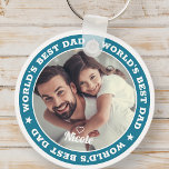 Porte-clés Meilleur papa du monde Photo personnalisée moderne<br><div class="desc">Ce design simple et moderne est composé de typographie serif et d'ajouter une photo personnalisée.</div>