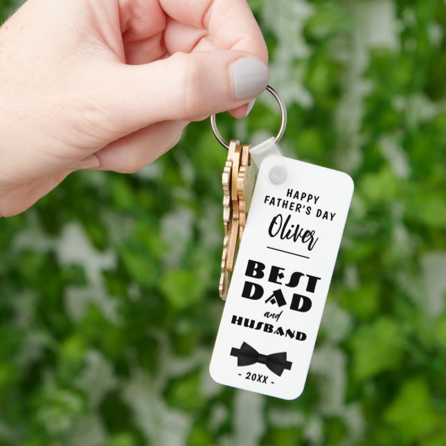Porte-clés Meilleur papa et mari Cravate noire Élégant (main)