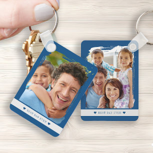 Porte-clés Meilleur papa jamais double face deux photos