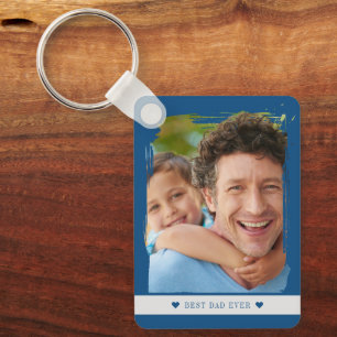 Porte-clés Meilleur papa jamais double face deux photos