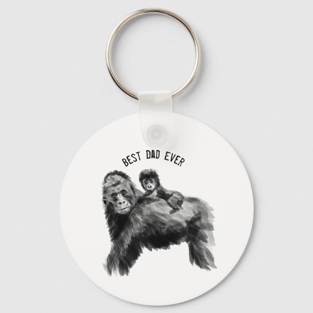 Porte-clés Meilleur papa jamais gorille avec bébé (Recto)