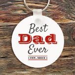 Porte-clés Meilleur Papa Jamais Graphique Gras Moderne Typogr<br><div class="desc">"Meilleur Père Jamais." Dites à papa ce que vous pensez vraiment de lui. Cool, la typographie moderne gris foncé et rouge recouvre un arrière - plan blanc. Personnaliser avec l’année où il est devenu papa pour le porte - clé de gardien parfait et personnalisé qu’il utilisera tous les jours. Ce...</div>