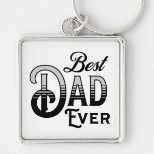 Porte-clés Meilleur papa jamais   Texte Vintage noir et blanc