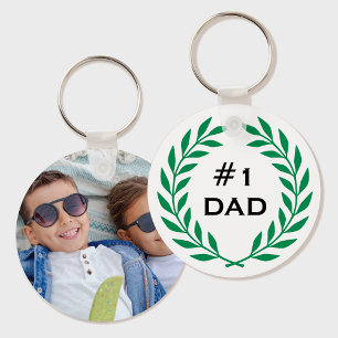 Porte-clés Meilleur papa Laurel Wreath Photo personnalisée Ve
