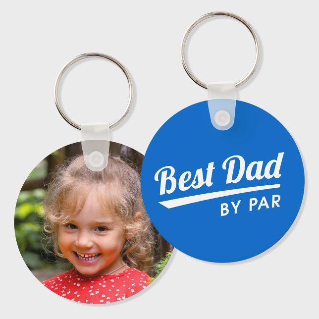 Porte-clés Meilleur Papa Par Photo Personnalisée Bleu Golf (Créateur téléchargé)