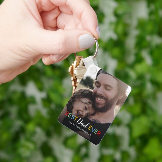 Porte-clés Meilleur Papa Photo (main)