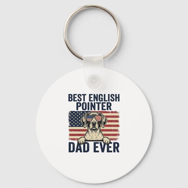 Porte-clés Meilleur Papa Pointer Anglais Patriote de Chien (Recto)