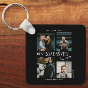 Porte-clés Meilleur Papa Pour Toujours 4 Photos Cadeaux Moder