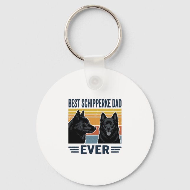 Porte-clés Meilleur Papa Schipperke Jamais Design Vectoriel R (Recto)