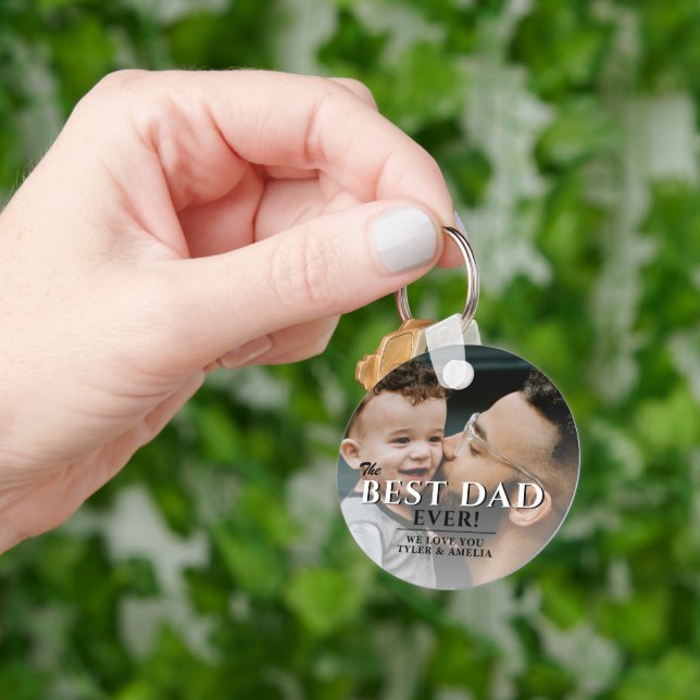 Porte-clés Meilleur papa toujours Typographie Photo de la Fêt (main)