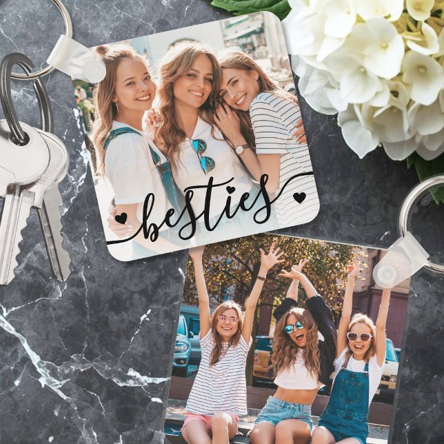 Porte-clés Meilleure Amie Double Face Deux Photos (Double Sided Two Photo Best Friend Keychain)