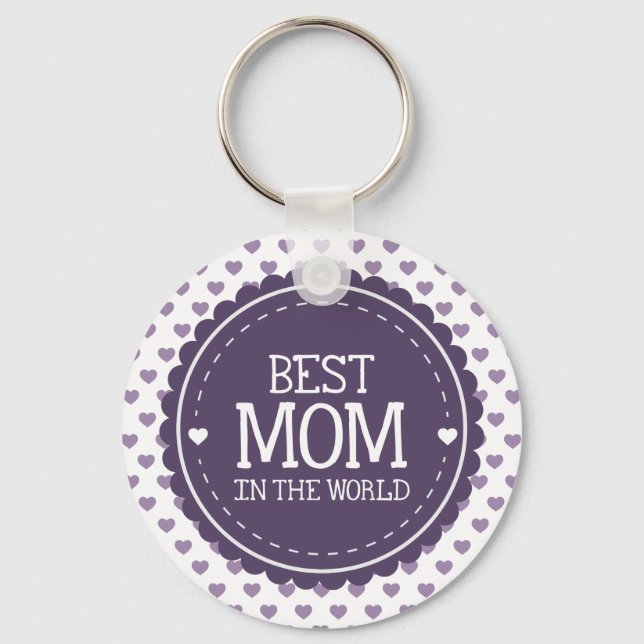 Porte-clés Meilleure maman dans le monde Coeurs et Cercle vio (Recto)