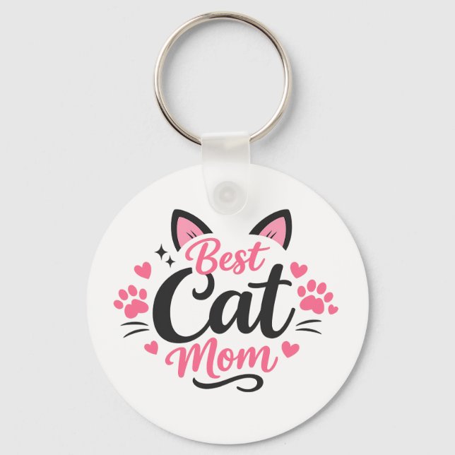 Porte-clés Meilleure maman de chat (Recto)