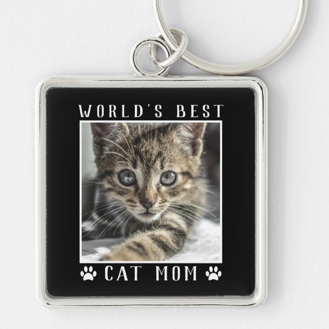 Porte-clés Meilleure Maman de Chat au Monde Empreintes de Pat (Devant)