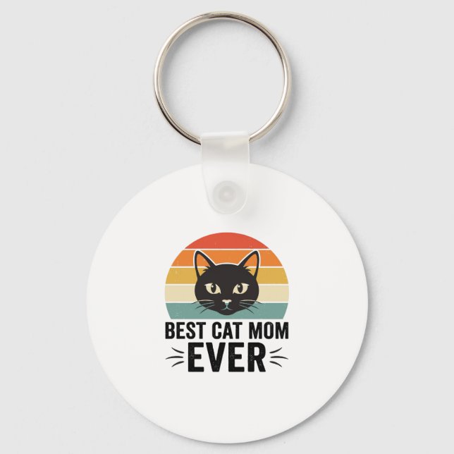 Porte-clés Meilleure Maman de Chat Retro Visage de Chat Desig (Recto)