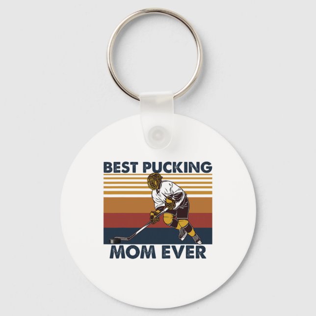 Porte-clés Meilleure maman de hockey drôle disant  (Recto)
