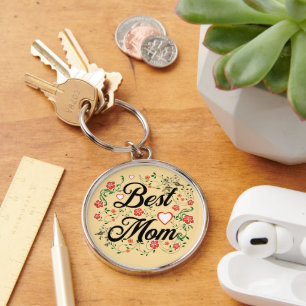 Porte-clés Meilleure Maman Design Floral Élégant