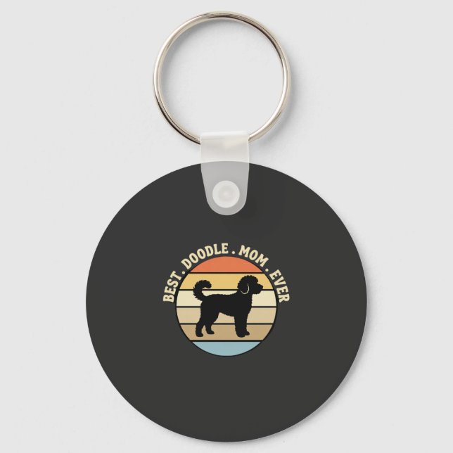 Porte-clés Meilleure maman Doodle Rétro Chien (Recto)